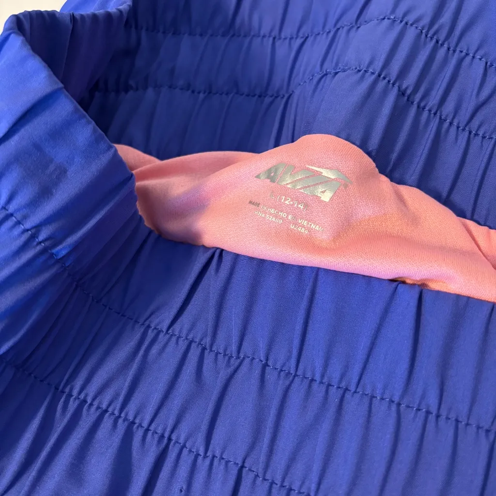 Avia Mid Rise Gym Workout Track Mid Rise Shorts Blue Pink Womens Size Large - Image 3