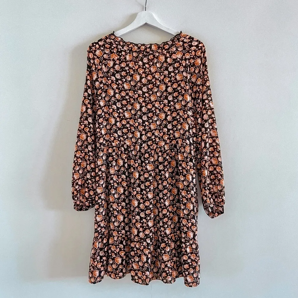 Zara Pink Black Floral Long Puff Sleeves Cottagecore Mini Dress - Image 5