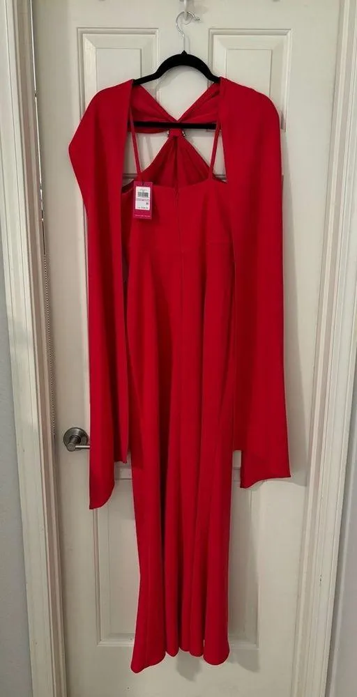 NWT Red Vince Camuto Scarf Neck Halter Gown Size 6 - Image 7