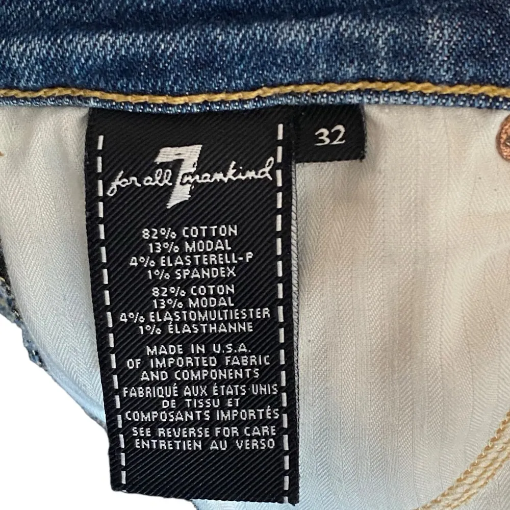 7 For All Mankind High Waist Ankle Skinny Jeans With Silver Shimmer Side Stripe - Image 14