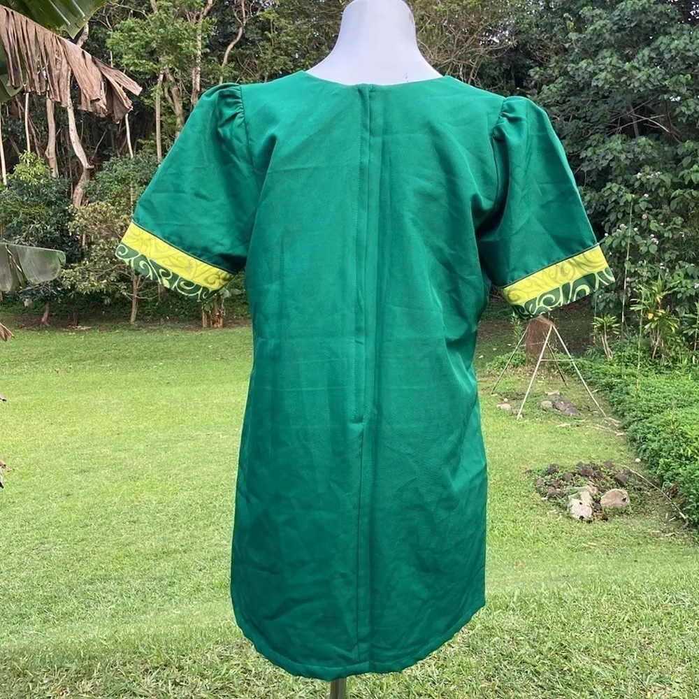 Vintage Made In Hawaii Women’s Green Yellow Hawaiian Floral Dress Size Large - Image 16