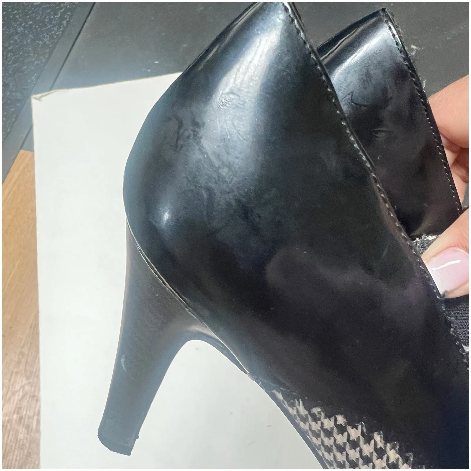 IMPO Womens Patent Tauny Houndstooth Oxford Pumps Stiletto Classic Lace Up Sz 9 - Image 8