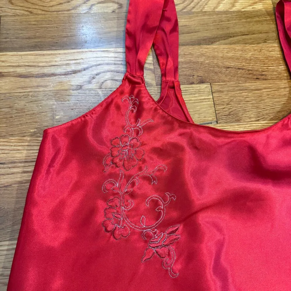 Inner Most Vintage 90s Womens Medium Vintage Red Satin Floral Embroidered Lolita - Image 6