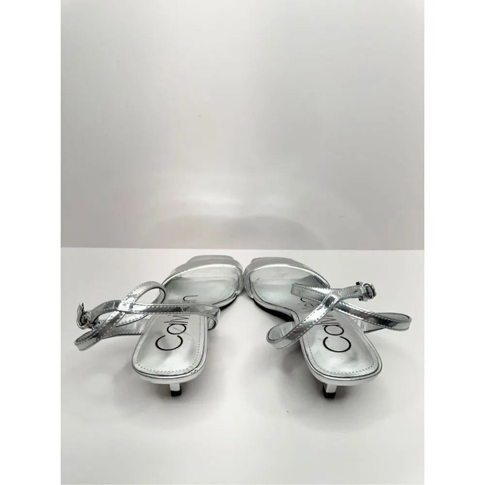 Calvin Klein Sandals Womens Size 5 Silver Belma Strappy Dress Open Toe Heels - Image 5