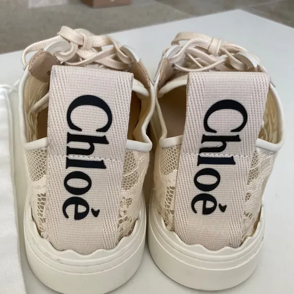 Chloe Lauren beige lace sneaker - Image 2