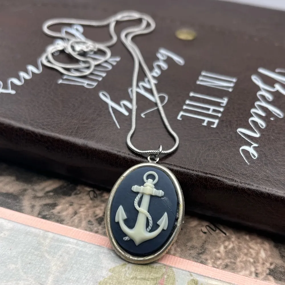 Vintage Nautical Anchor Necklace Stainless Steel 20” Navy Coastal Cowgirl Black - Image 5