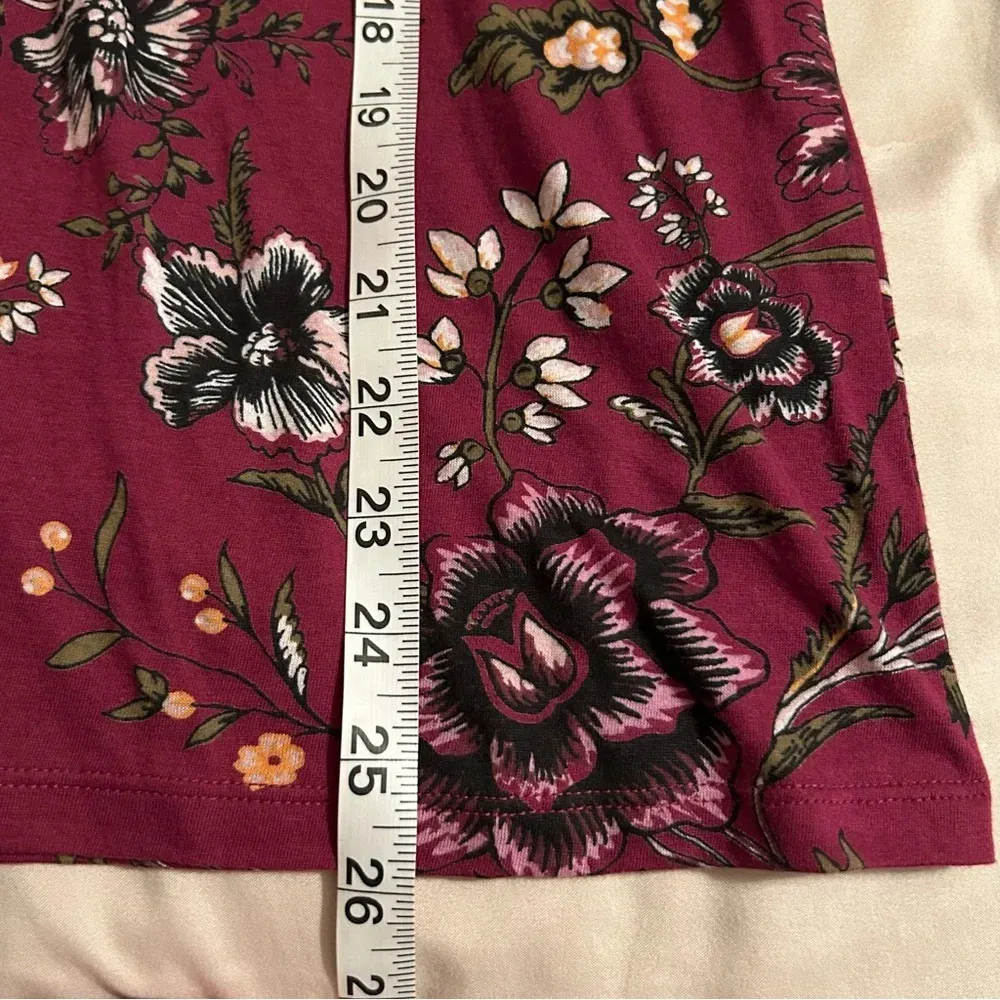 Ann Taylor LOFT Outlet Women XS Fuschia Long Sleeve Button Henley Floral Top - Image 8