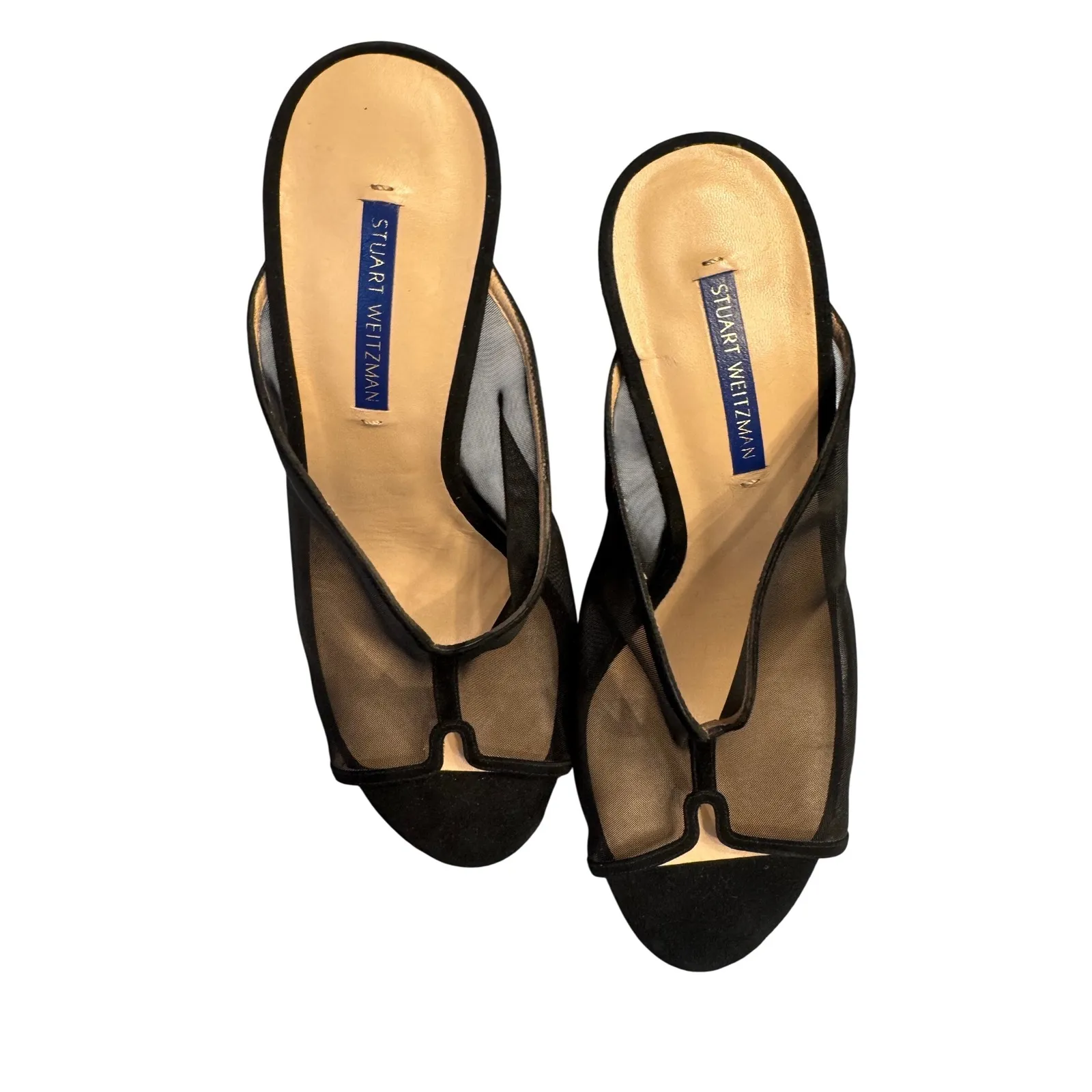 Stuart Weitzman  Women's Heels Size 11 Black Suede Mesh High Heel Mules - Image 2