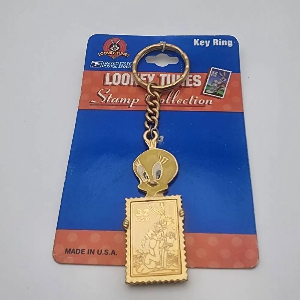 NWT Looney Tunes Stamp Collection Tweety Key Ring Gold - Image 2