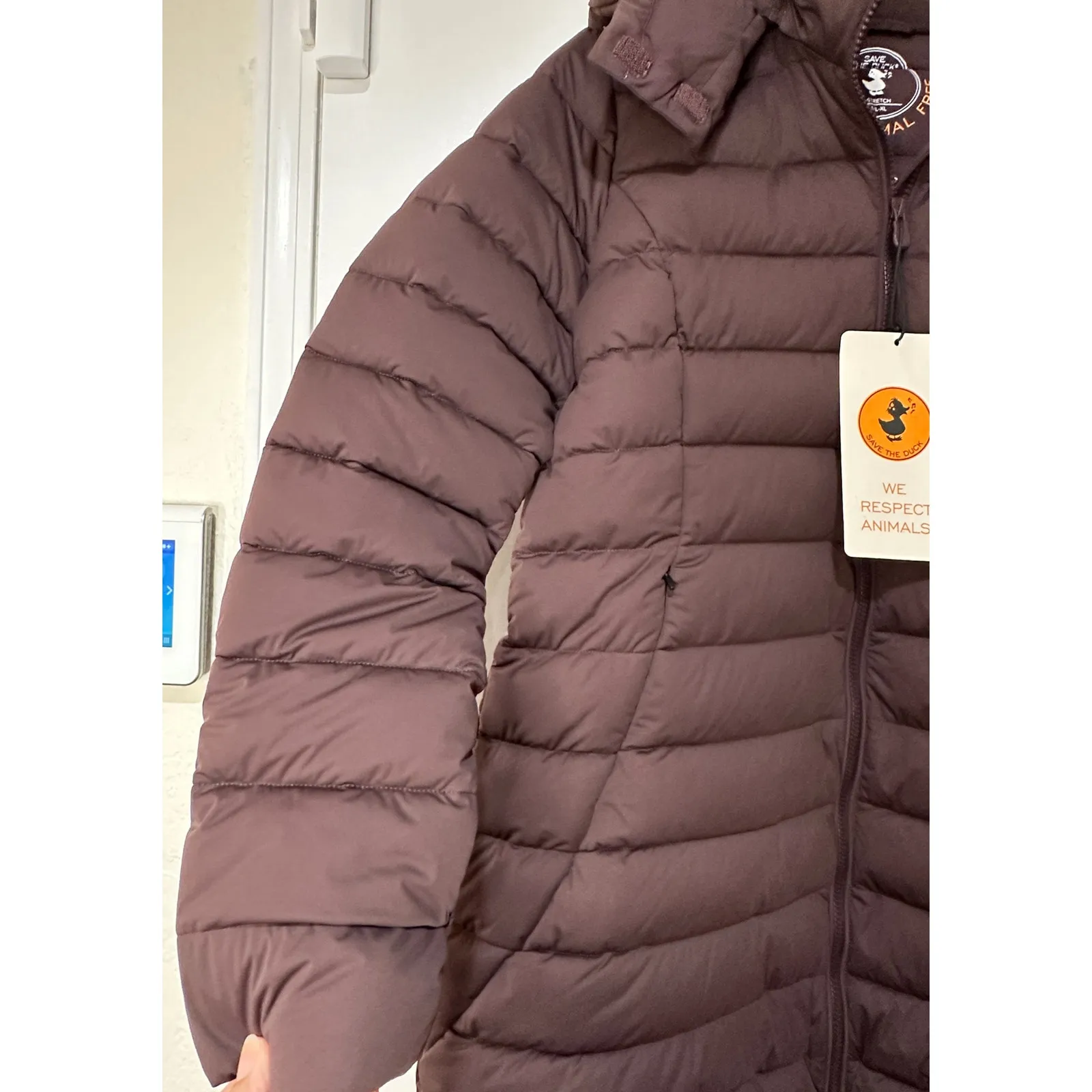 Save the Duck Dorothy Hooded Puffer Coat Ruby Red Size Large/XL NWT Form Fitting - Image 6