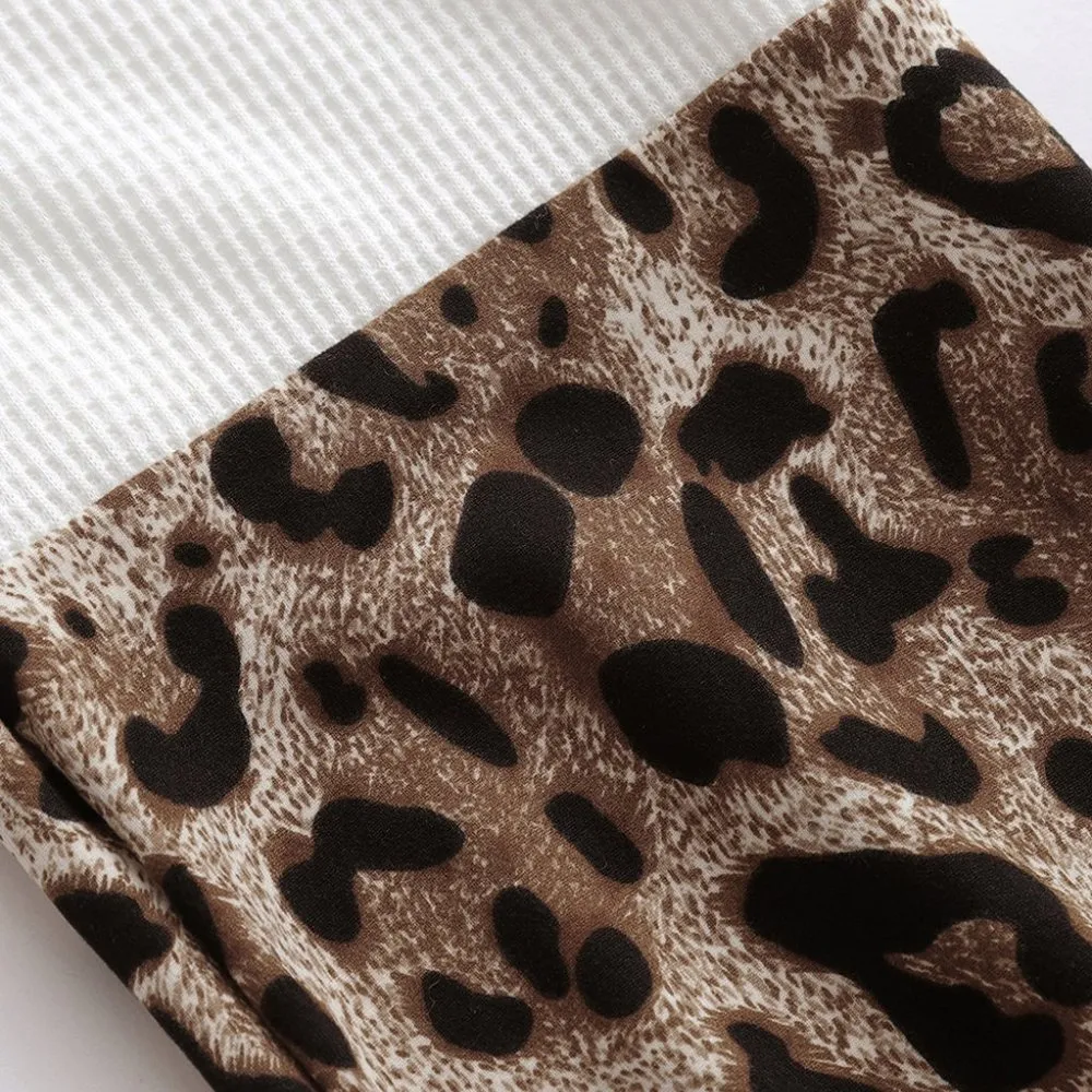 WAFFLE KNIT LEOPARD LONG SLEEVE BLOUSE TWIST KNOT Size undefined - Image 10