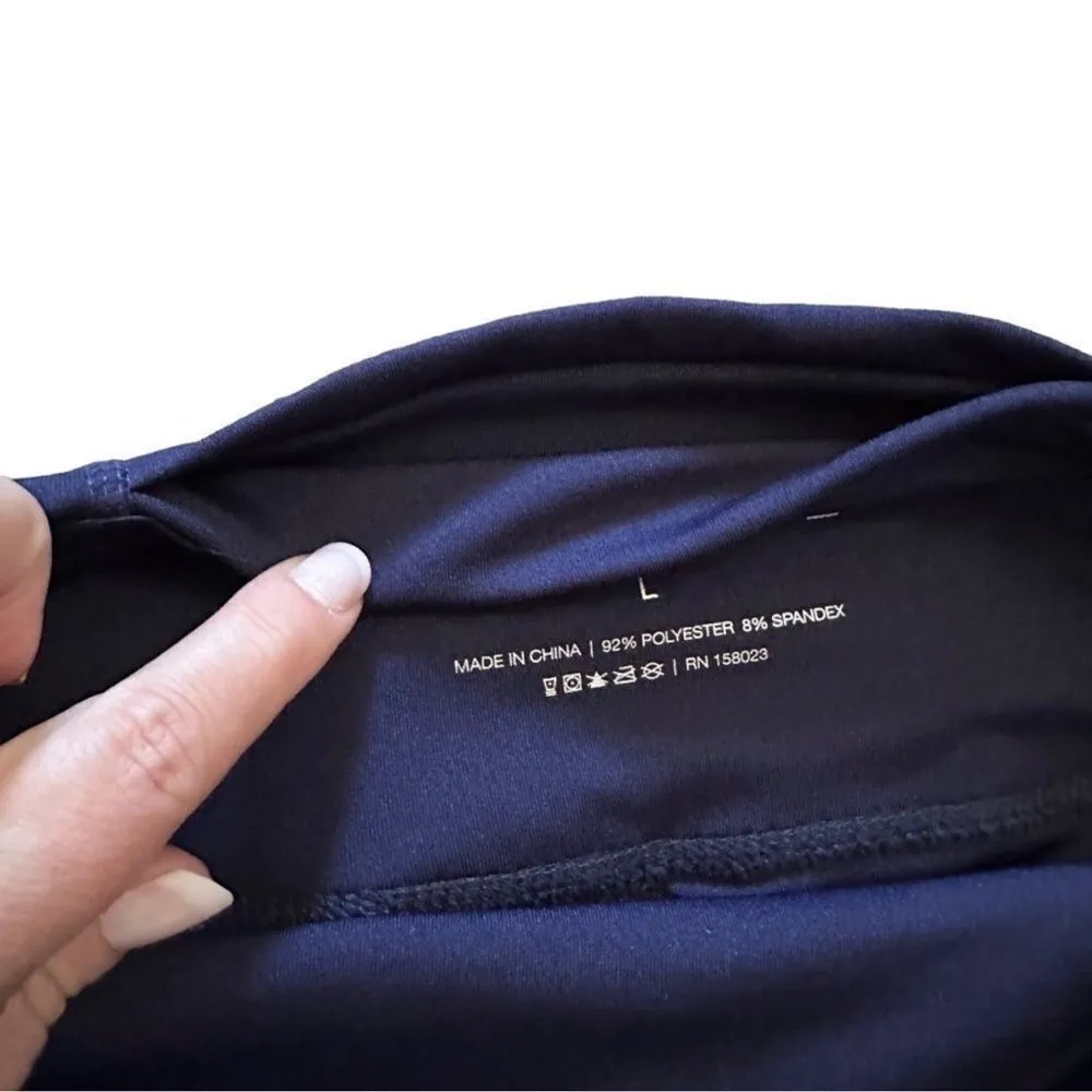 Kimberly Ombre Space Metallic High Rise Navy & Silver Polka Dot Leggings Large Blue - Image 5