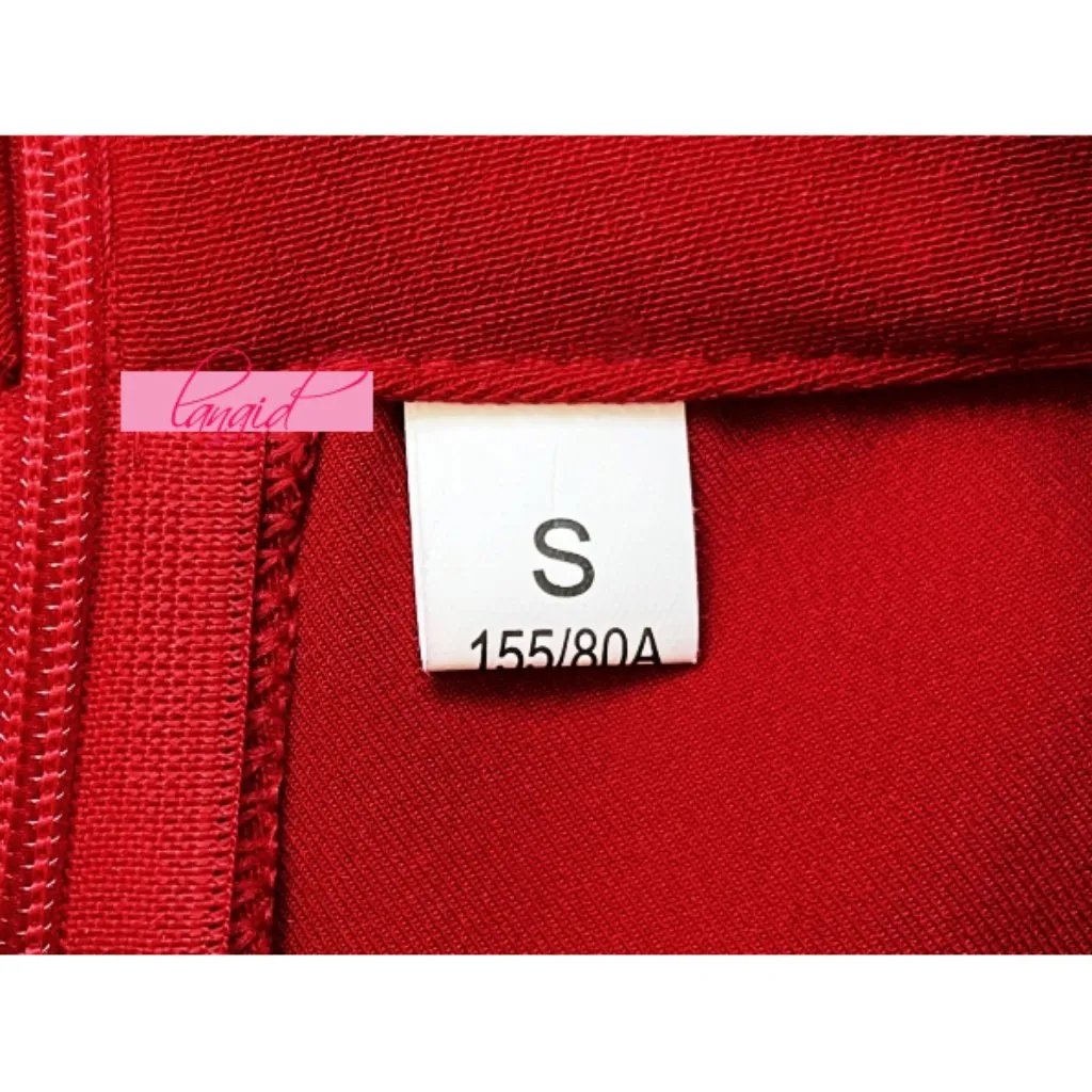 NEW Chinese Asian Oriental Japanese Deep Red Embroidered Mandarin A-Line Dress S - Image 9