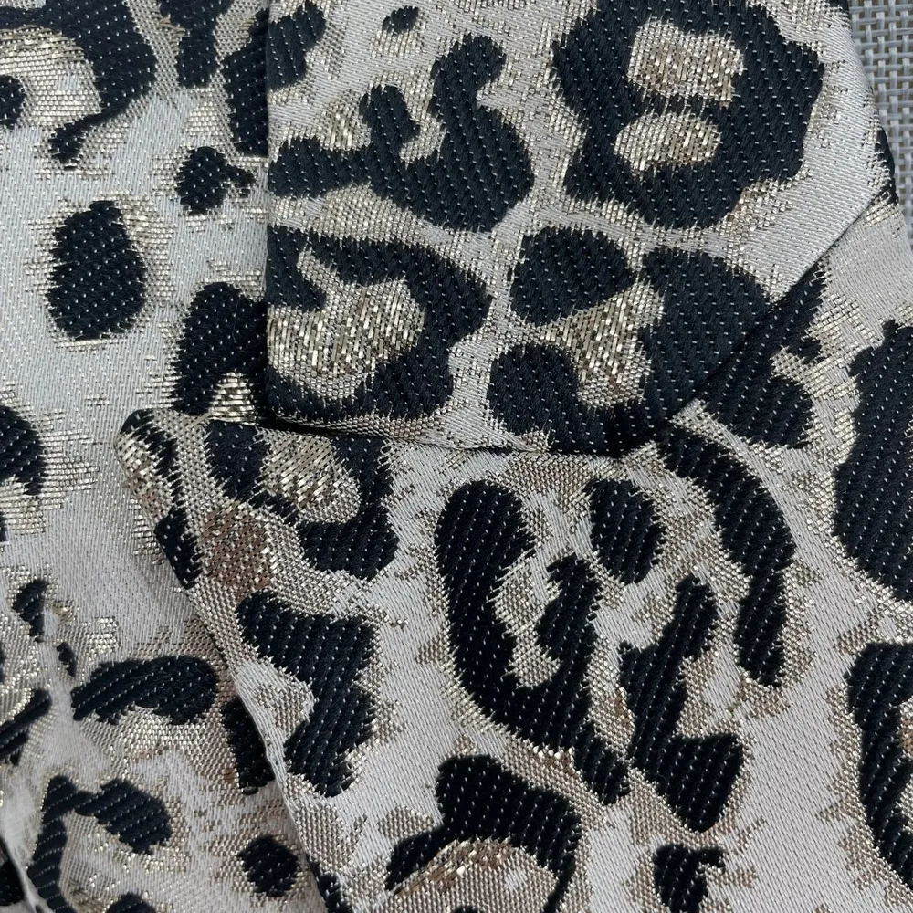 NWT RACHEL PARCELL Leopard Metallic Jacquard Double Breasted Blazer Jacket Small - Image 6