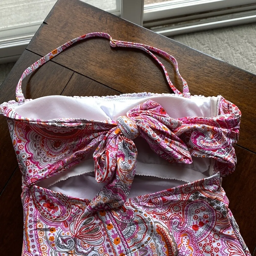 Liz Claiborne pink paisley adjustable halter one piece - Image 6