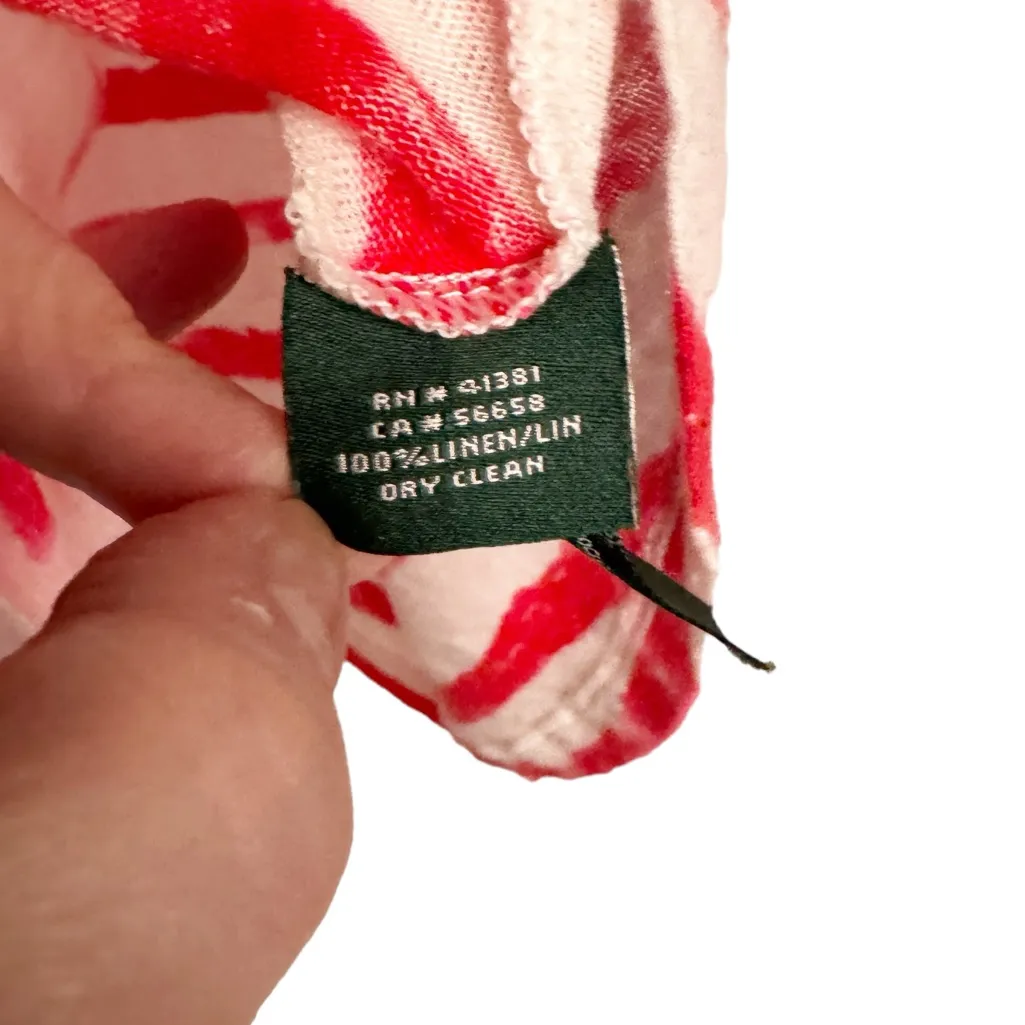 RALPH LAUREN TIE DYE STRIPED BRIGJT RED AND WHITE TOP SZ M - Image 6