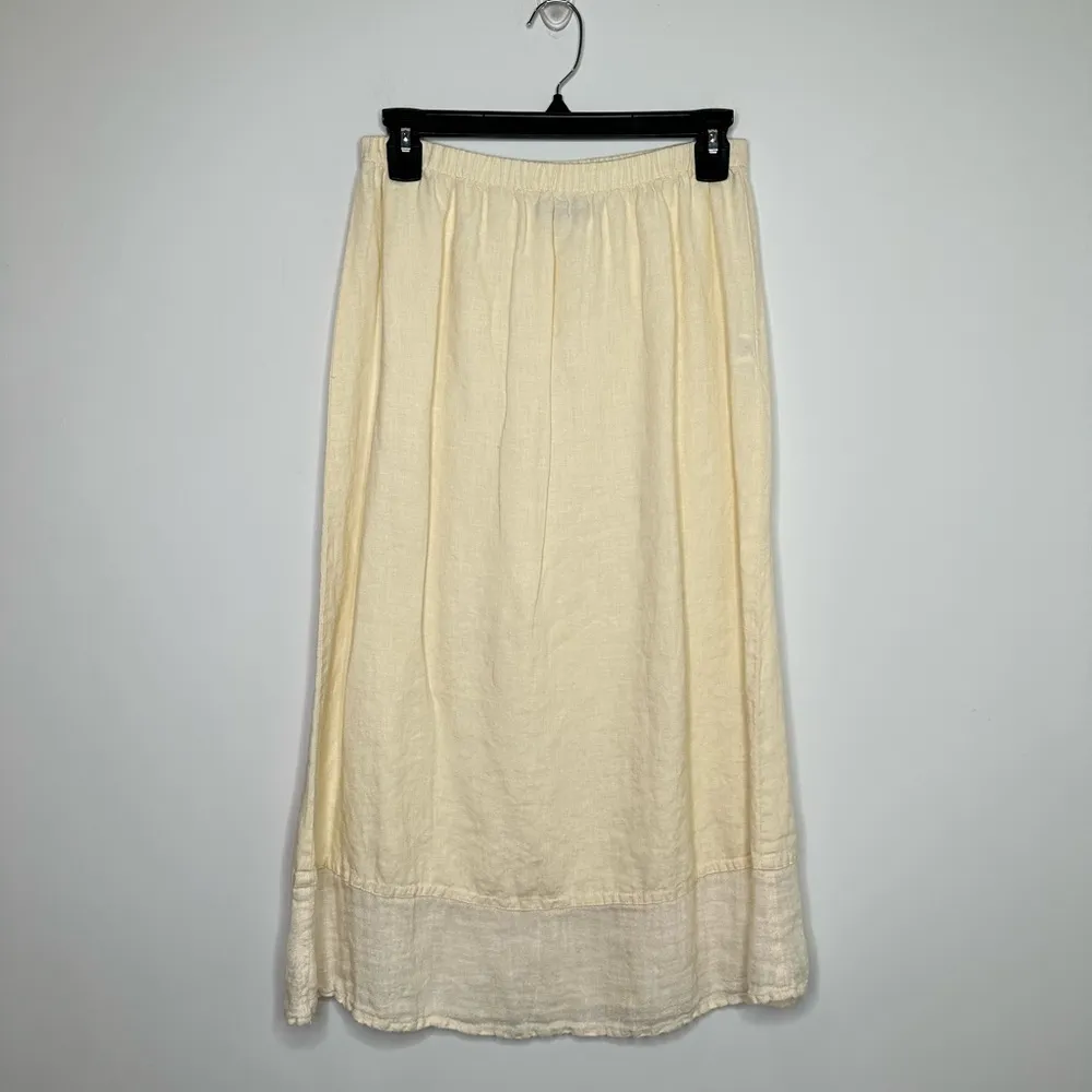 FLAX Linen Midi Skirt Set in Cream - Image 9