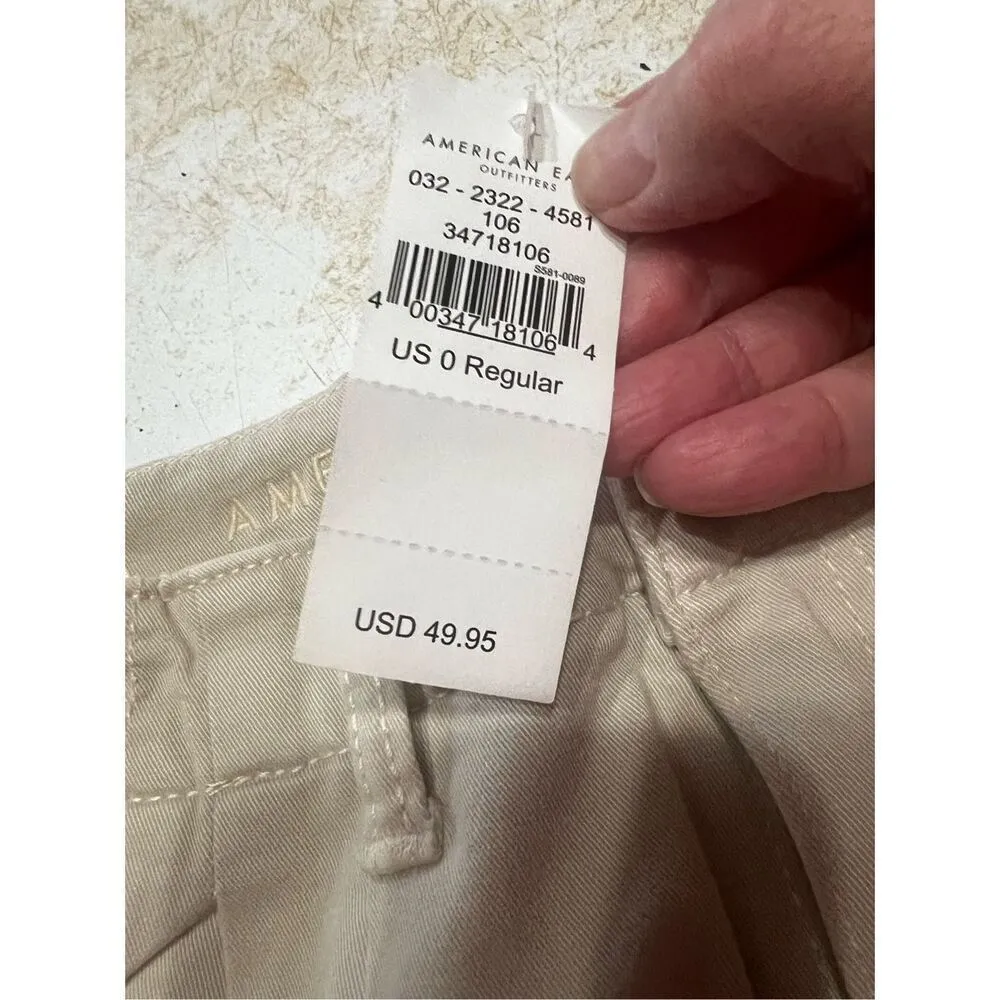 American Eagle  MOM TROUSER  SUPER STRETCH Khaki Sz 0 NWT - Image 4