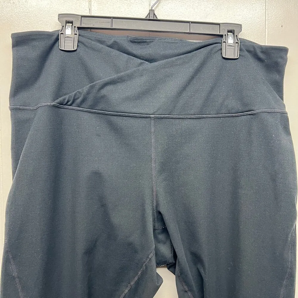 Core 10 Activewear Crossover Waist Womens Crop Leggings Size 3X Activewear Black - Image 3