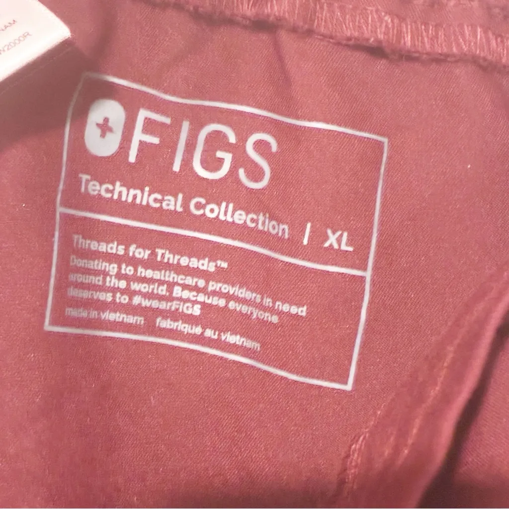 Figs Yola Skinny Women's XL Scrub Pants  Maroon Technical Collection - Image 3