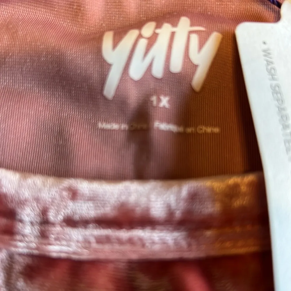 Yitty Plusshy Shaping Top Pink Velour Velvet Crop Top Long Sleeve 1X Barbie - Image 8