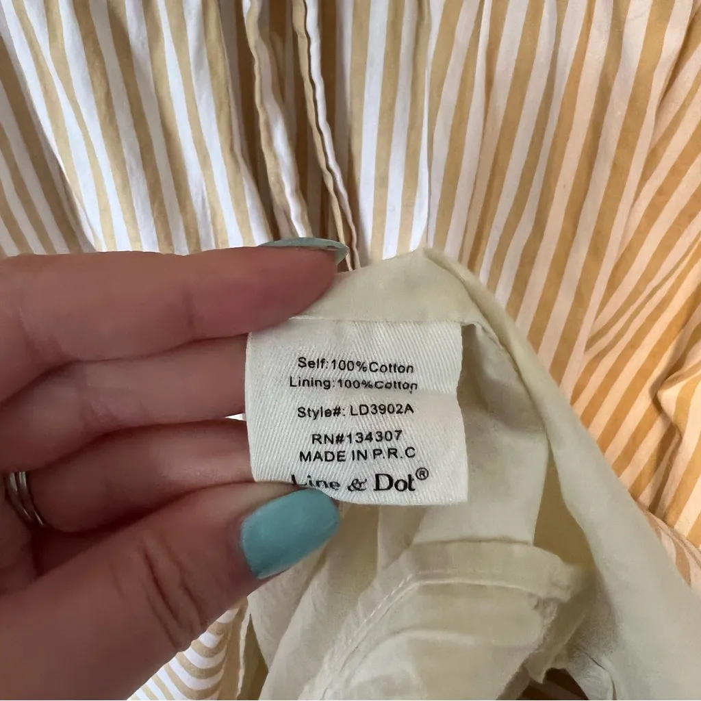 Anthropologie Line and Dot Cream Striped Sleeveless V-Neck Dress Size Large - Image 8