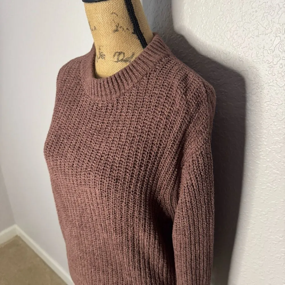 Wilfred Aritzia Essential Chenille Knit Sweater Brown sz S Long Sleeve Crew Neck - Image 3