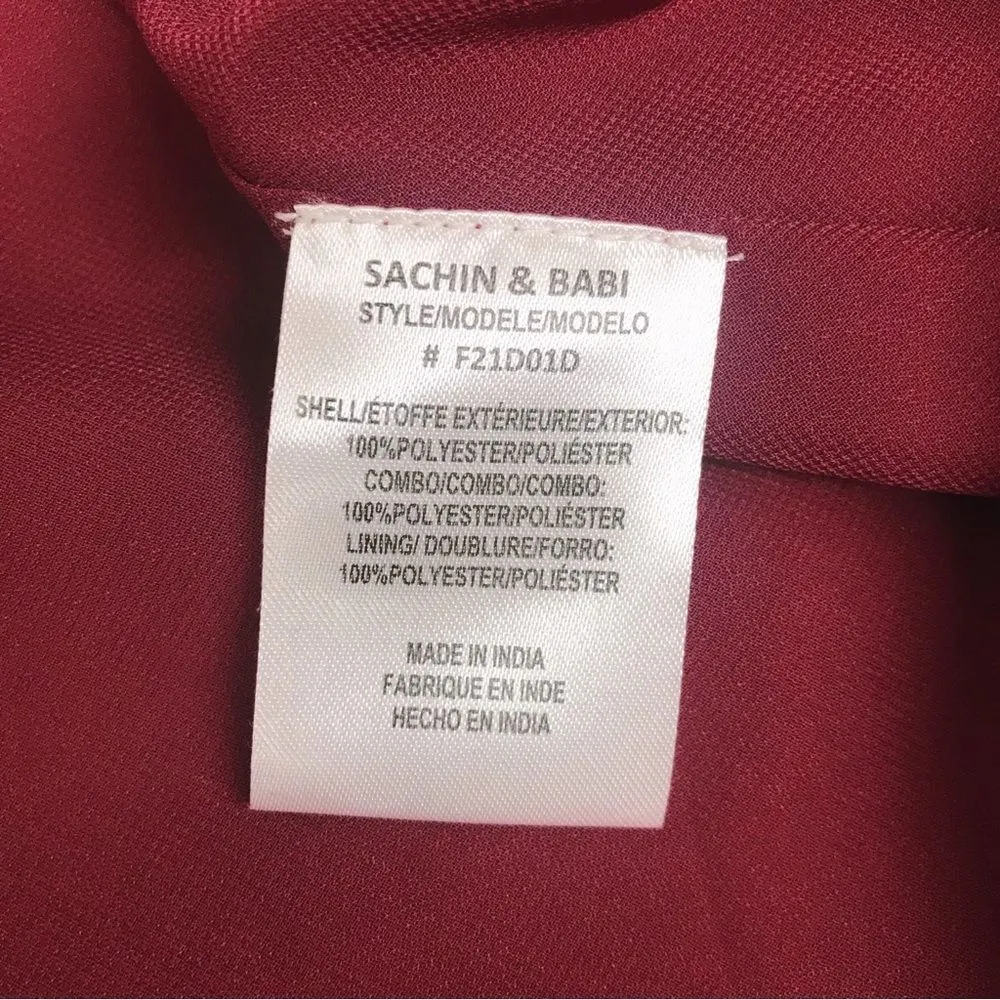 SACHIN & BABI Gabby Red Puff Sleeve Midi Dress Open Tie Back Size Cherry 0 New‎ - Image 12