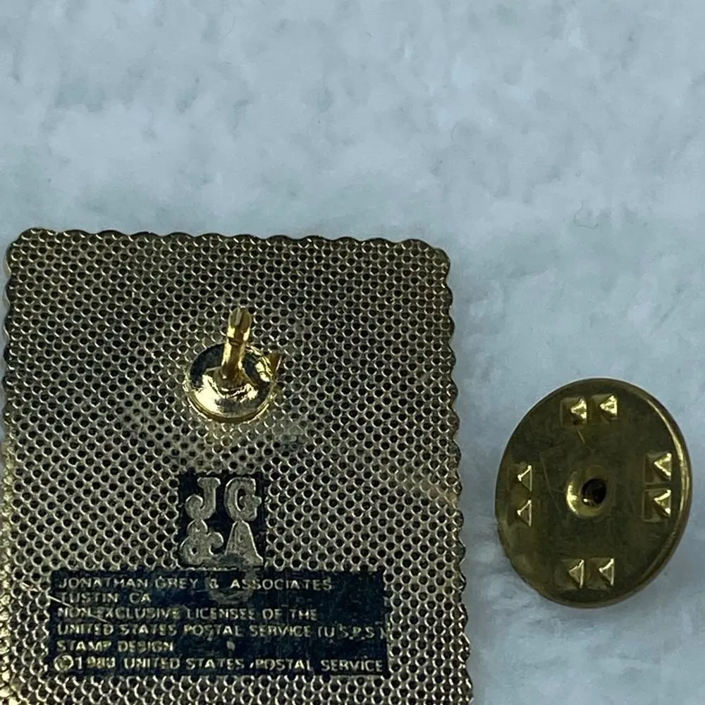 JG&A USPS 25 Cents Yellow Rose Postage Stamp Pin Back Enamel on Gold Tone Metal - Image 8