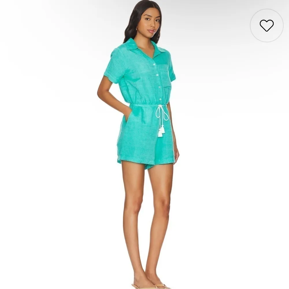 Show Me Your Mumu  Daylight Romper in Teal Linen - Image 3