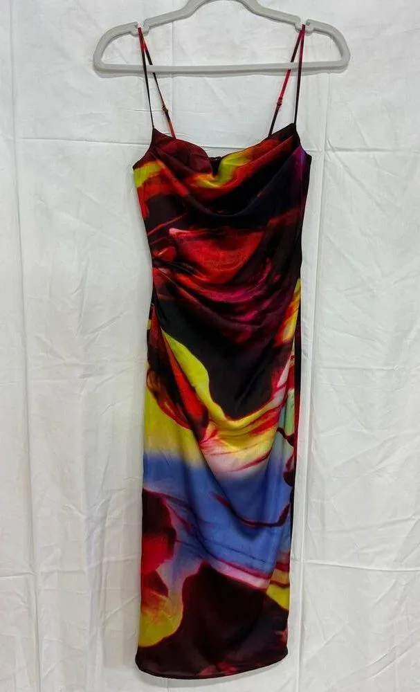 House of CB Mitzi Printed Satin Sleeveless Corset Midi Dress Multi Women's XS - Image 2