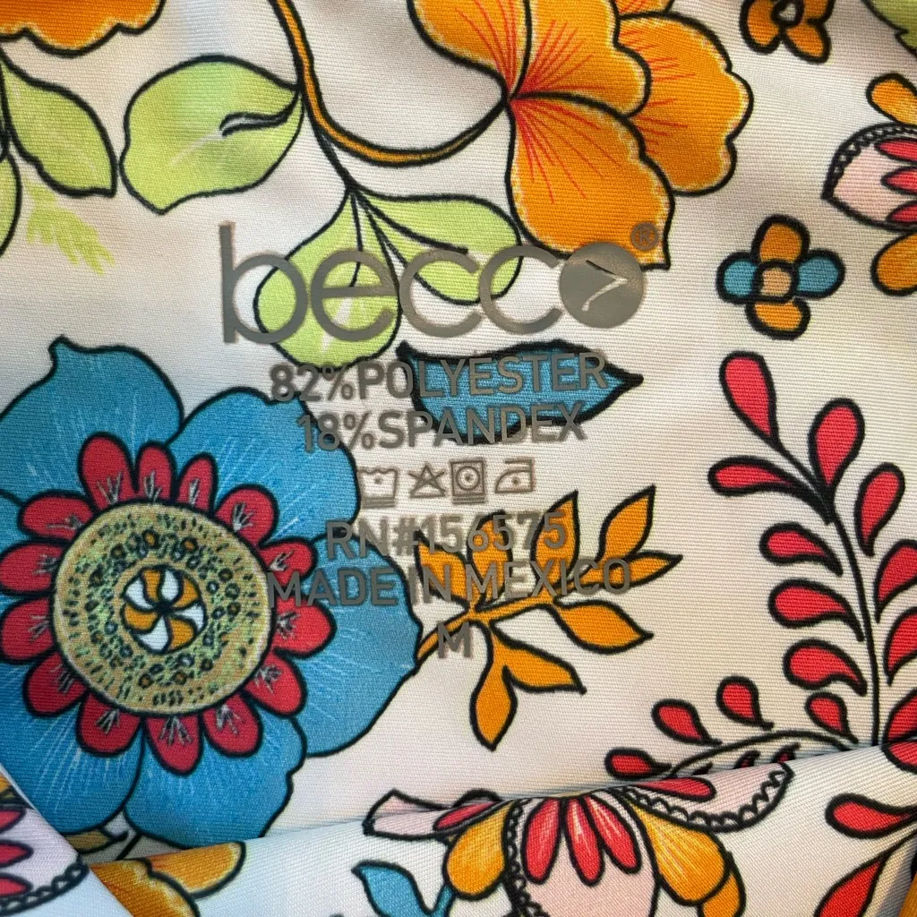 Becco Retro Floral Multicolor Workout Going Out Hippie Crop Top Size Medium - Image 2