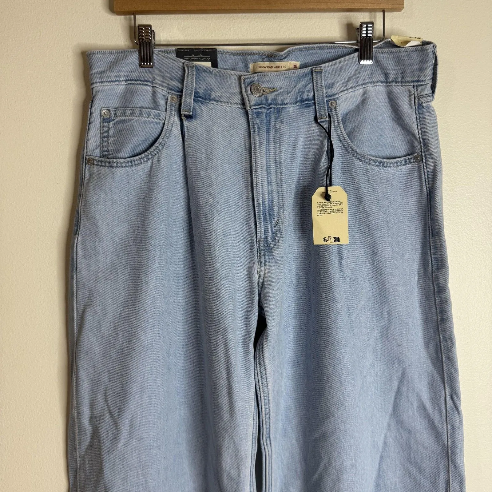 Levis Baggy Dad Wide Leg Jeans Womens 30 Blue Light Wash Mid Rise Relaxed Denim - Image 2