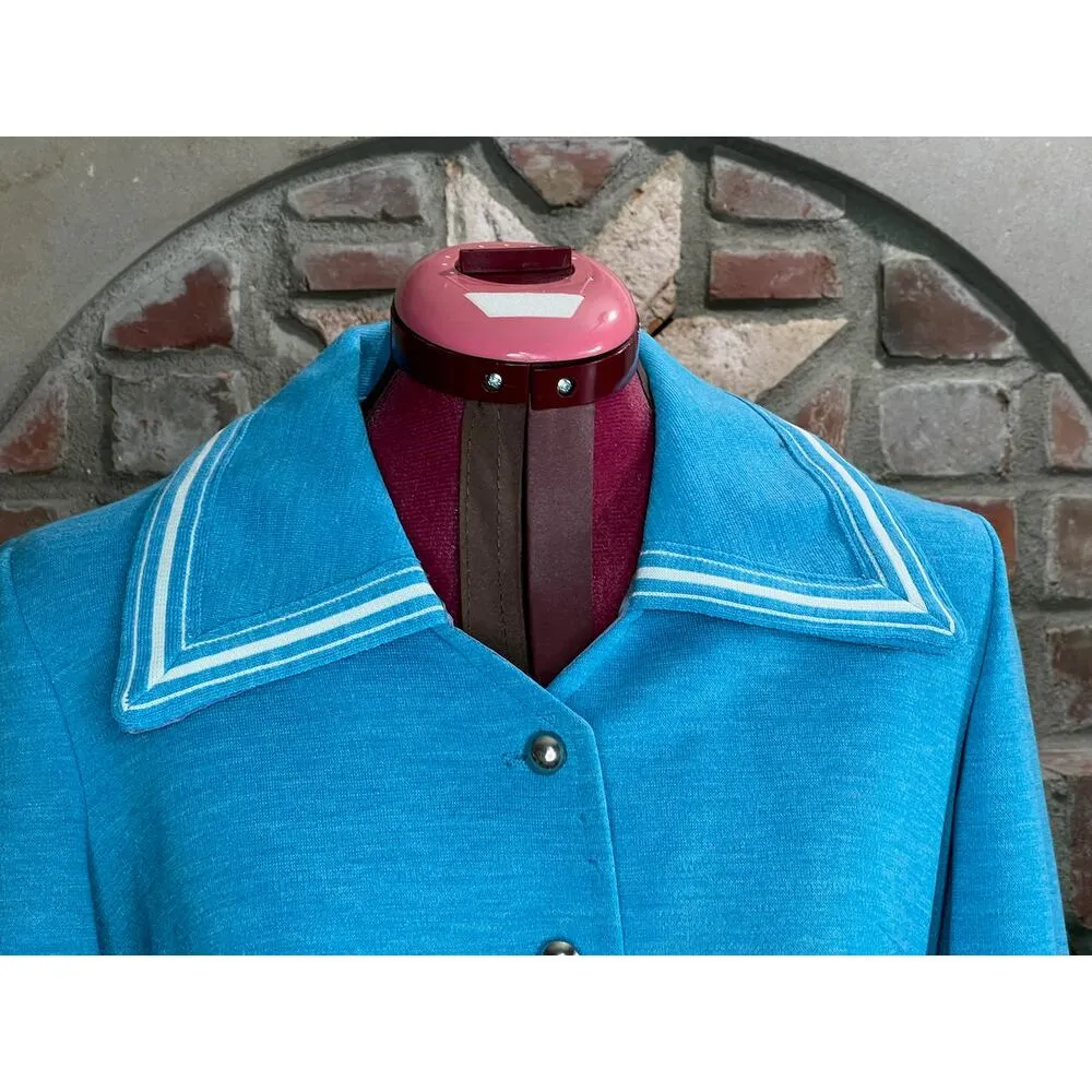 pant set 1960s oversized collar blue white mod - Image 4