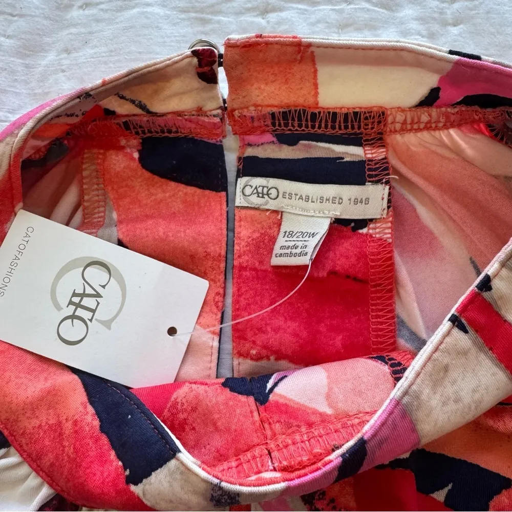 Cato Womens Plus Sz 18/20 Floral Corpgore Office Siren Artsy High Neck S/S NWT - Image 8