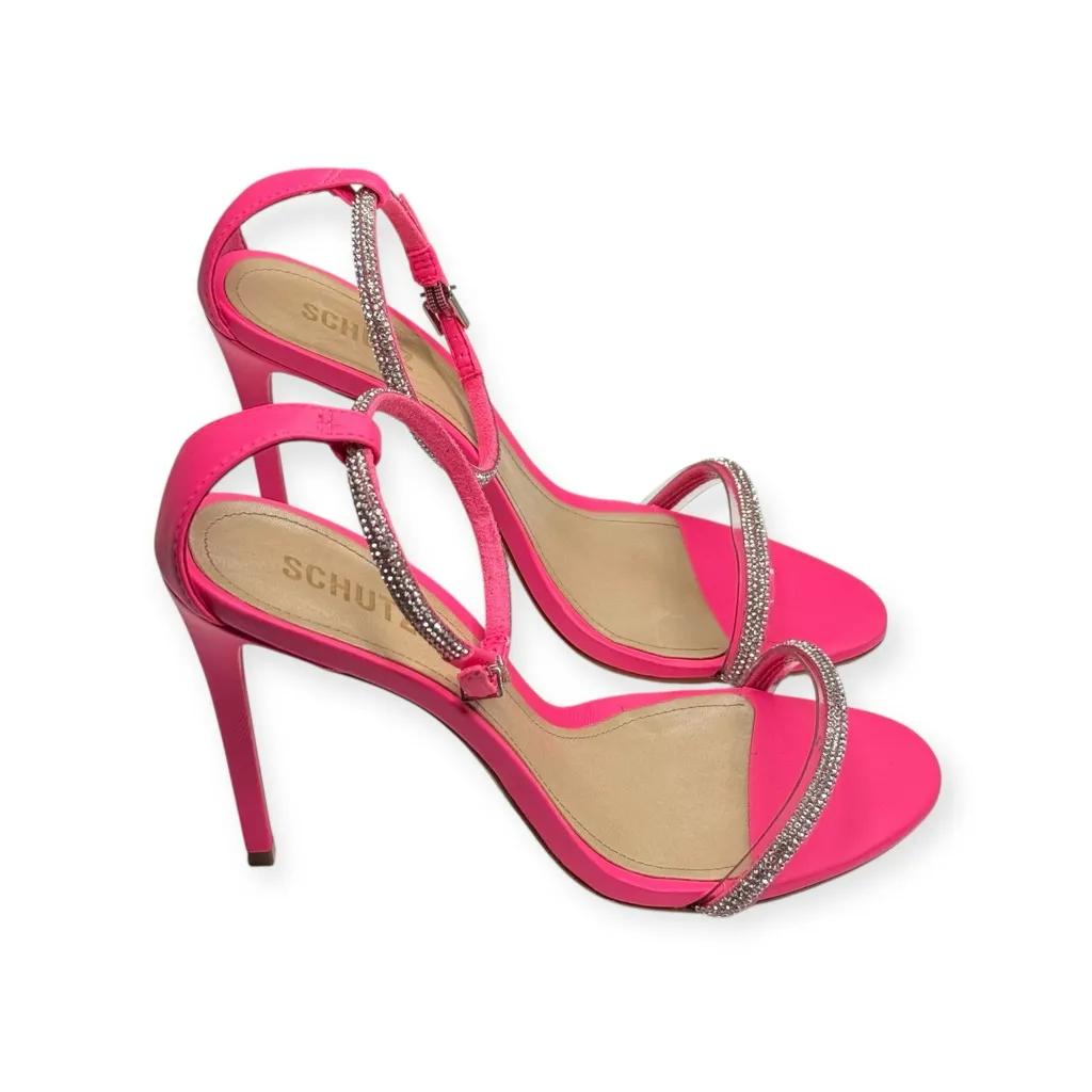 Schutz x Anthropologie 𖦹 Fabienne Crystal Stiletto Heel Sandal 𖦹 Acid Pink 𖦹 - Image 4