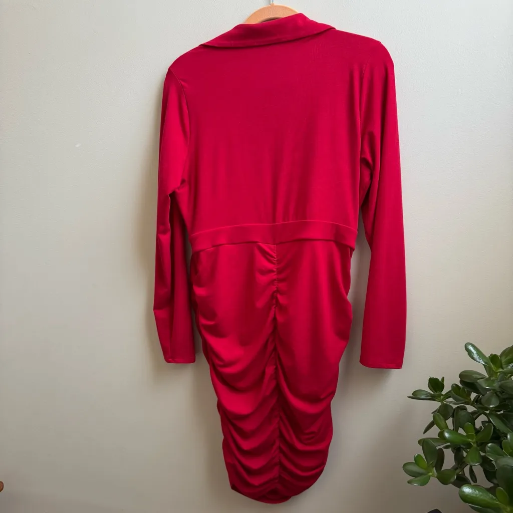 NWT Torrid  Mini Jersey Long Sleeve Collar Surplice Dress red Size Large - Image 3