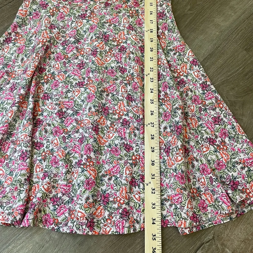 Old Navy Short Sleeve Fit & Flare Dress Sweetheart Neck Pink Ditzy Floral ~ Sz M - Image 10