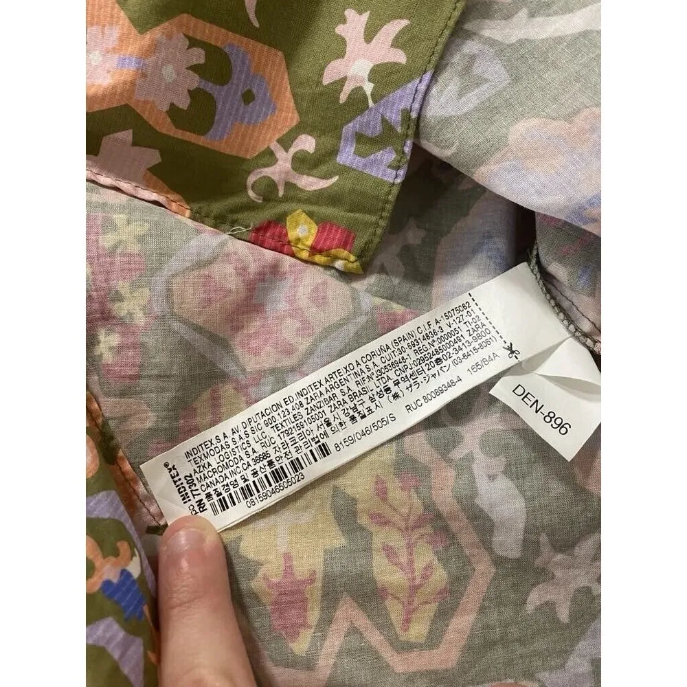 Zara Womens Size Small Long Sleeve Colorful Embroidered Tunic Shirt Peasant Boho - Image 12