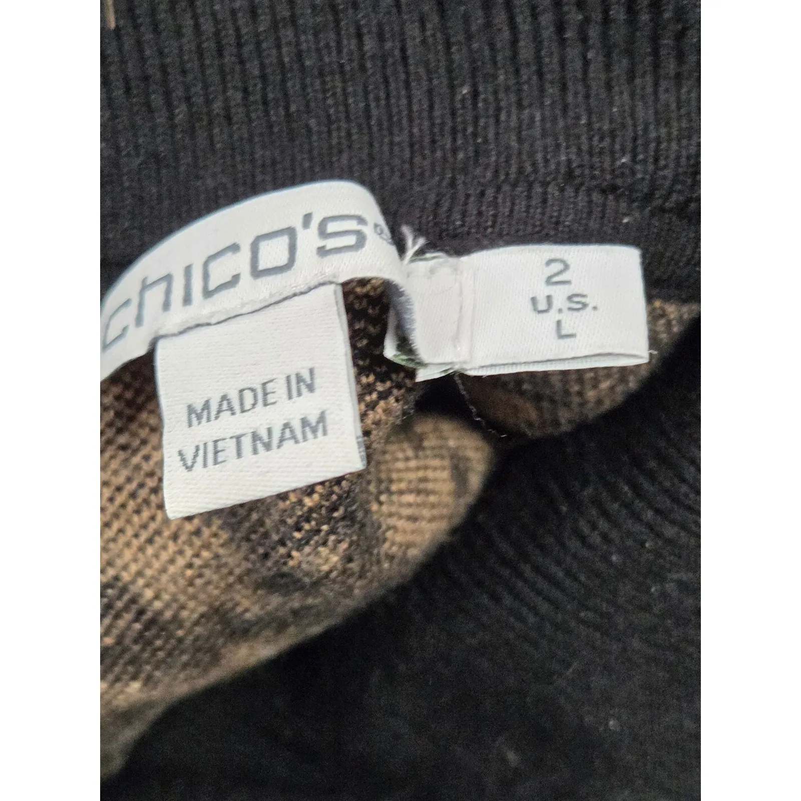 Chico's Animal Print Marbled Beige Black Stretch Neck Turtleneck Sweater 2 - L - Image 3