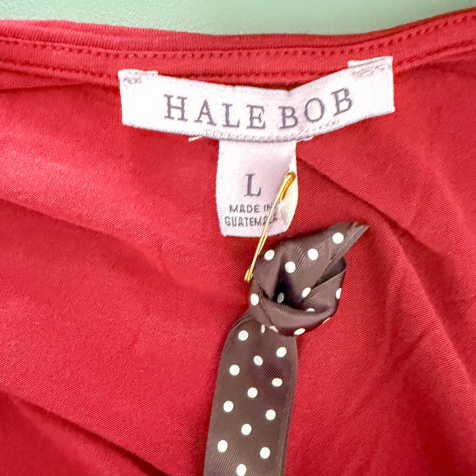 Hale Bob Womens Robe Size Large Red Bamboo Stretch Lounge Belted‎ Kimono Style - Image 6