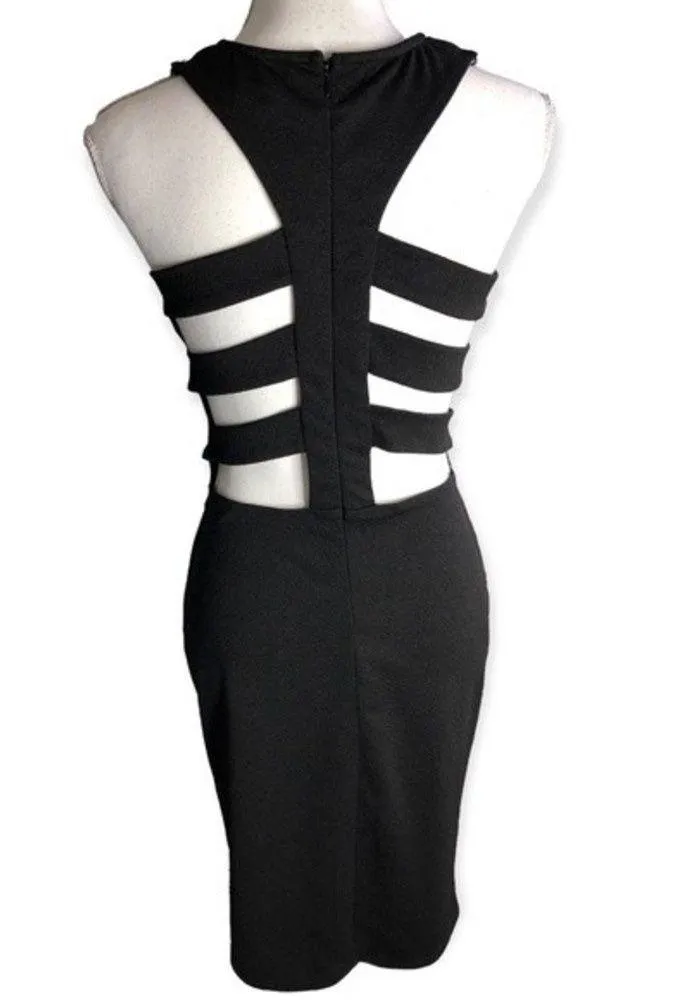 Alt. B Black Textured Sleeveless Cut Out Back Knee Length Dress Size L - Image 75