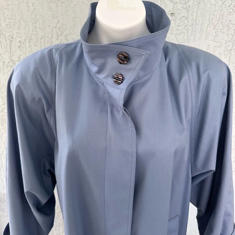 London Fog Vintage Wamsutta Funnel Neck Long Trench Coat Powder Blue 14P EUC - Image 3