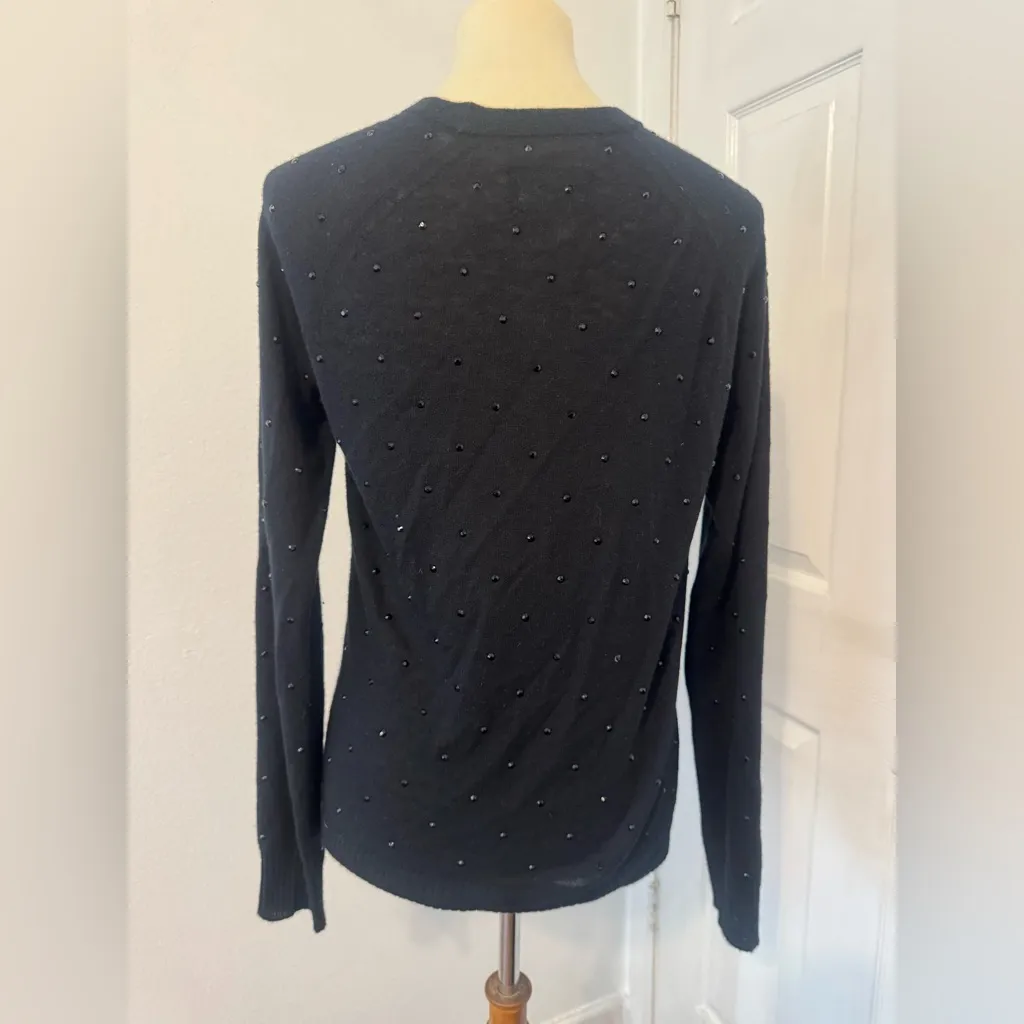 Zadig & Voltaire Jim Cashmere Crystal Studded Cardigan Black Size Large *READ* - Image 3
