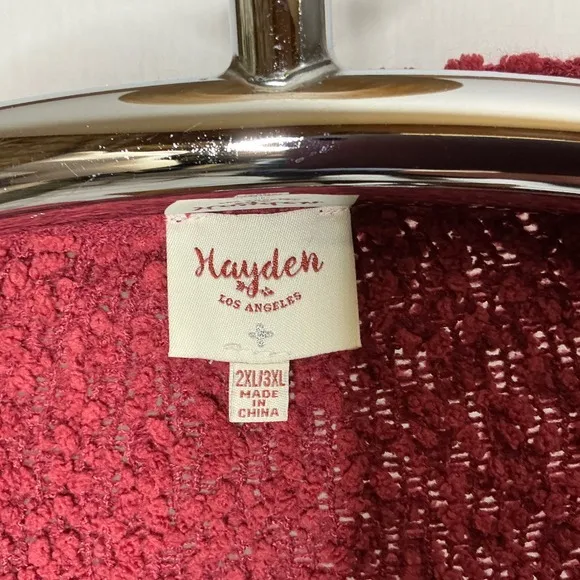 Hayden Los Angeles‎ Women's 2XL/3XL Red Boucle Open Front Cardigan Cozy Layer - Image 4