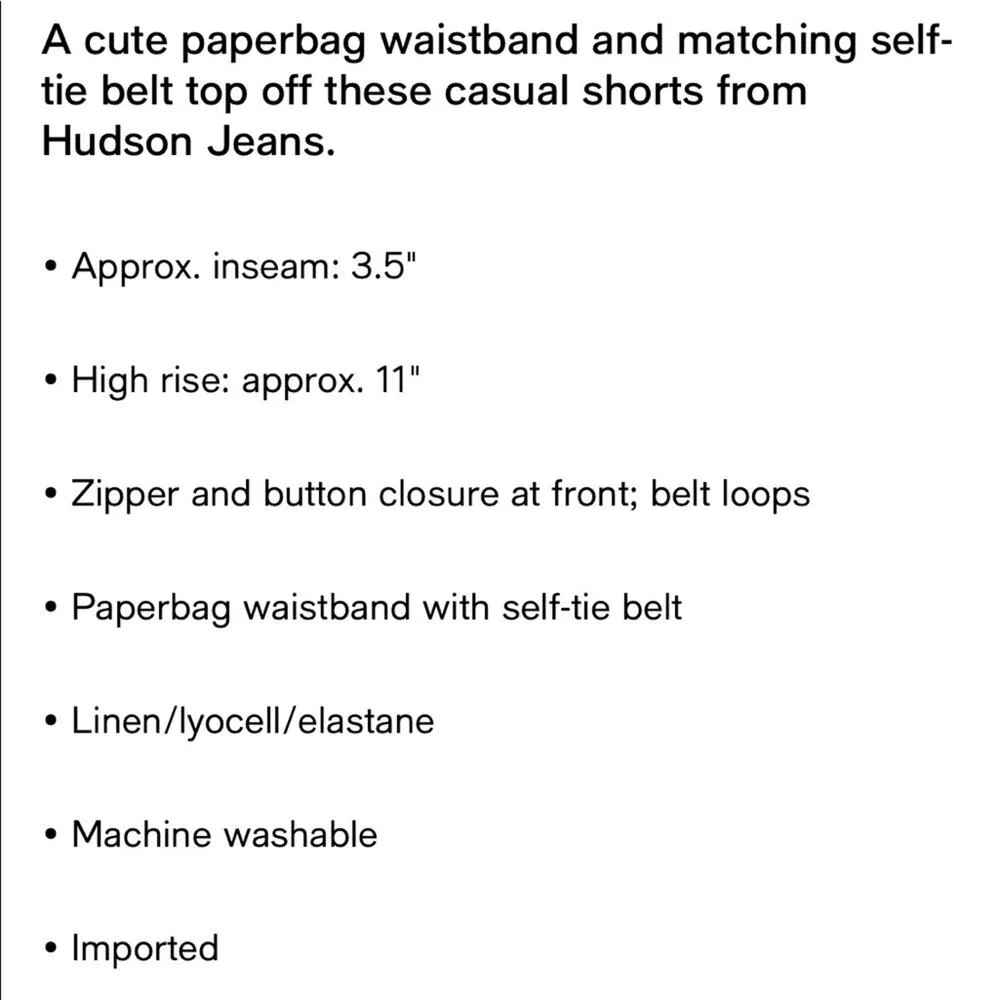 Hudson Shorts NWT Paperbag Pink Belted High Rise Stretch Lightweight Women’s 29 - Image 5