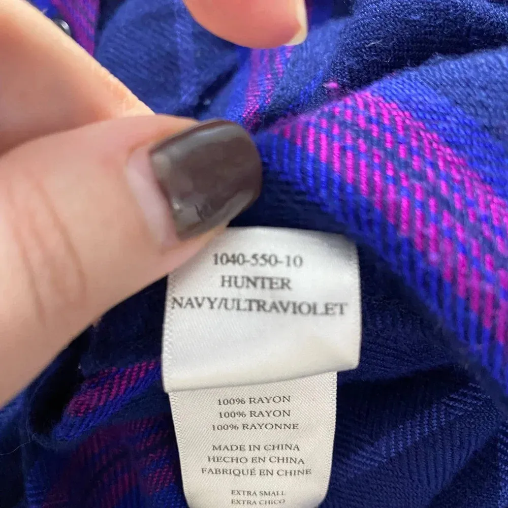 Rails Hunter Plaid Ultraviolet Button-Down LongSleeve Top Blue Purple Size US XS - Image 9