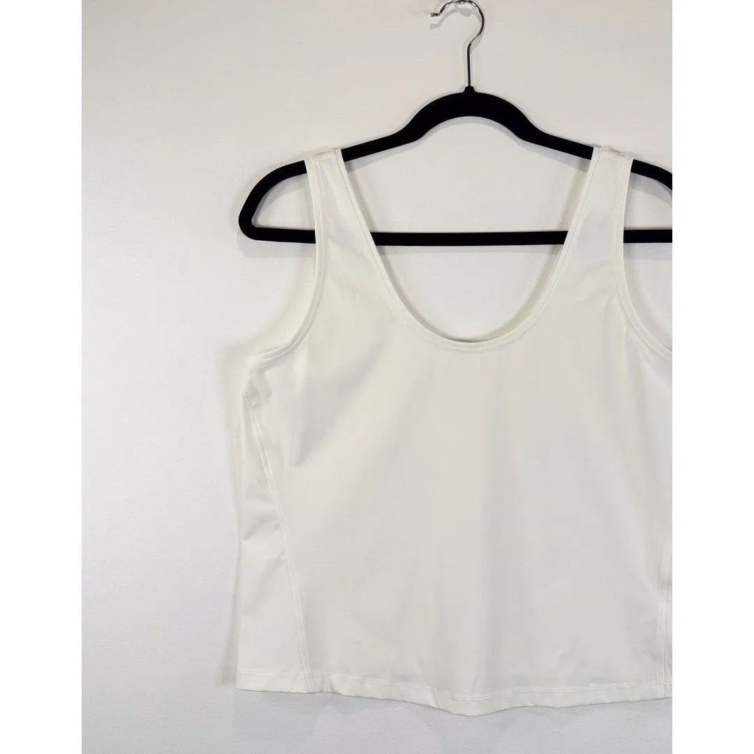 Spanx Womens Top White Scoop Neck Cropped Tank Seamless Stretch Gym Yoga Large - Image 3