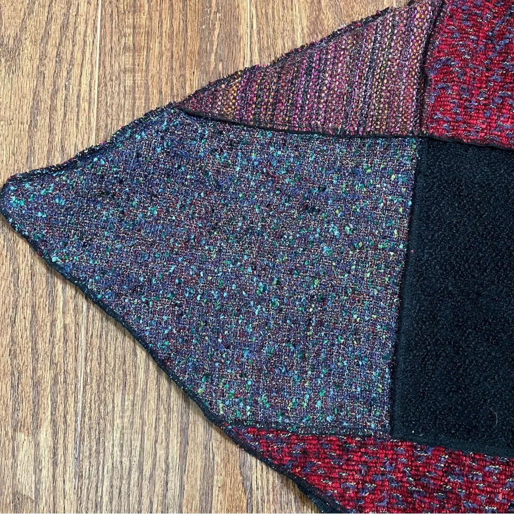 Mirasol Womens Patchwork Wool One Size Metallic Flowy Quilted Knit
Poncho - Image 4