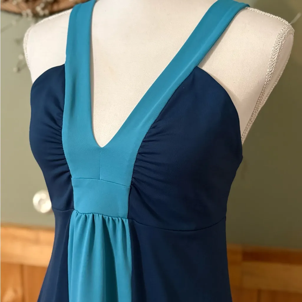 Patagonia Navy and Turquoise Midi Dress - Image 2